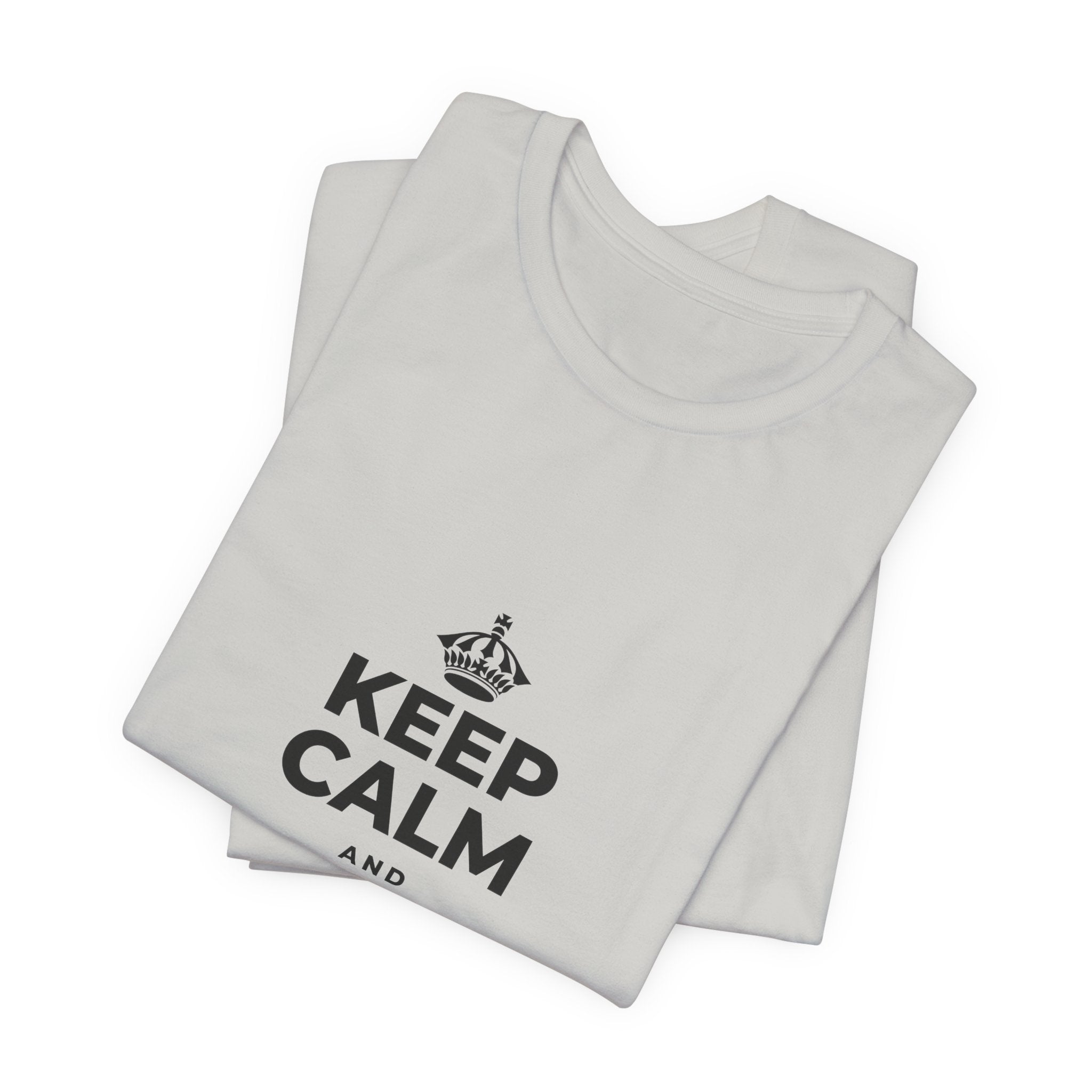 KEEP CALM AND CHASE THE MOONLIGHT T-Shirt (Baby Blue–Silver)