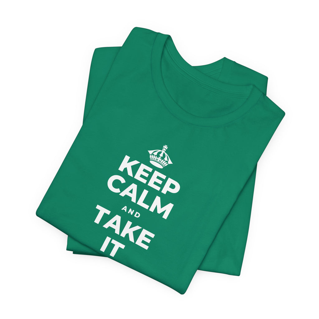 KEEP CALM AND TAKE IT ONE DAY AT A TIME T-Shirt (White–Asphalt)