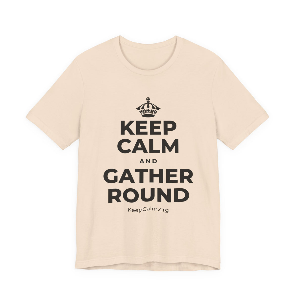 KEEP CALM AND GATHER ROUND T-Shirt (Soft Cream–Heather Mauve)