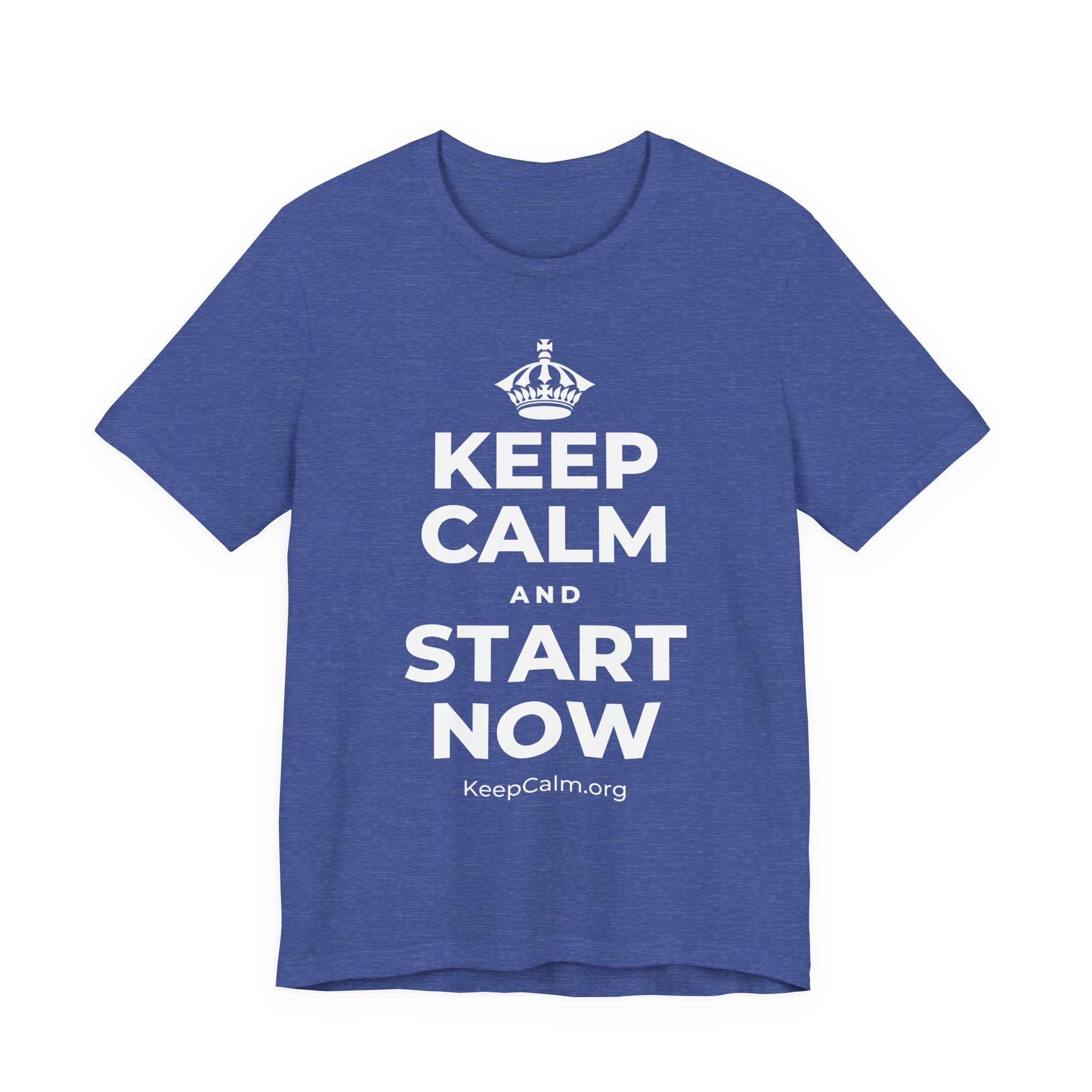 KEEP CALM AND START NOW T-Shirt (Baby Blue–Silver)