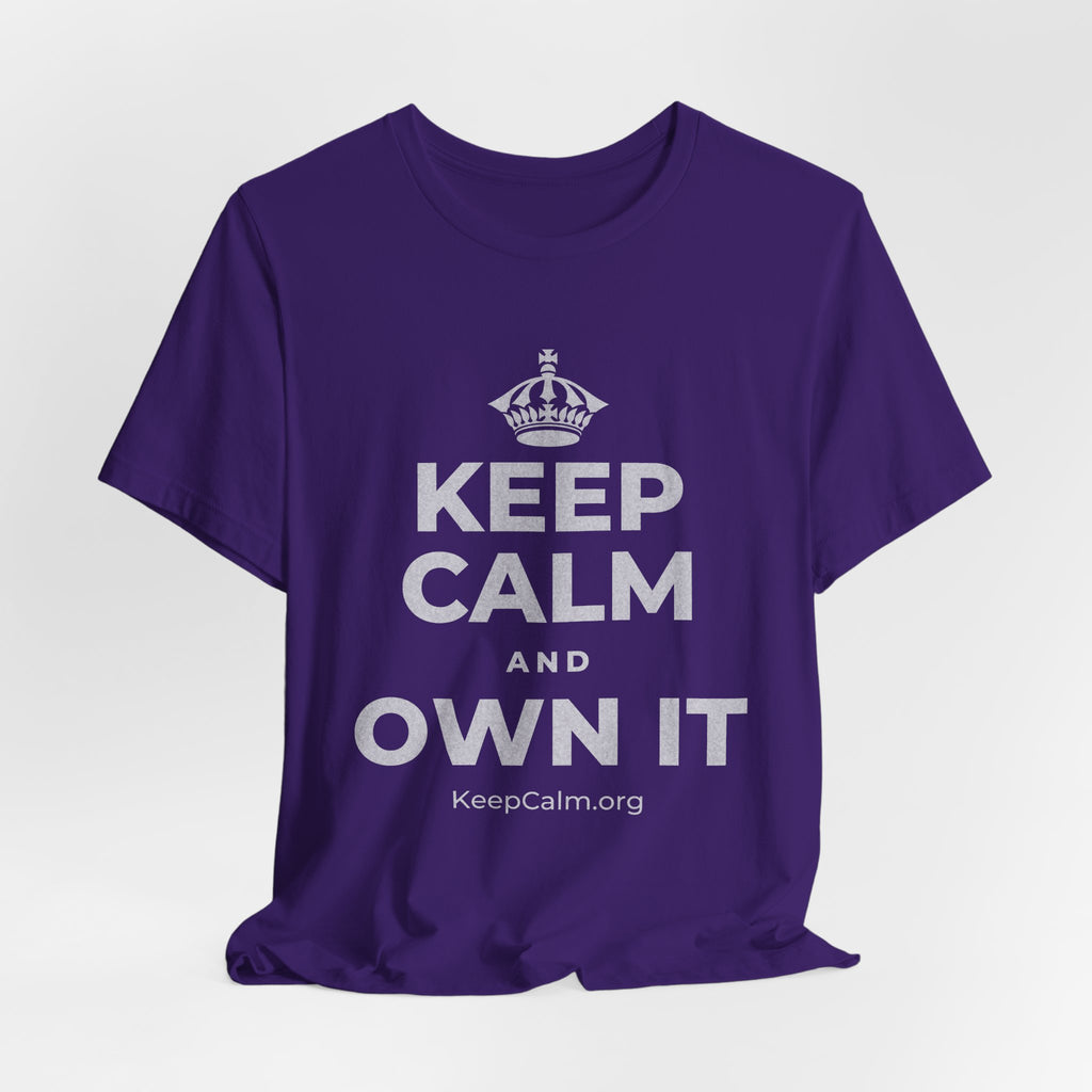 KEEP CALM AND OWN IT T-Shirt (Soft Cream–Heather Mauve)
