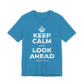 KEEP CALM AND LOOK AHEAD T-Shirt (White–Asphalt)