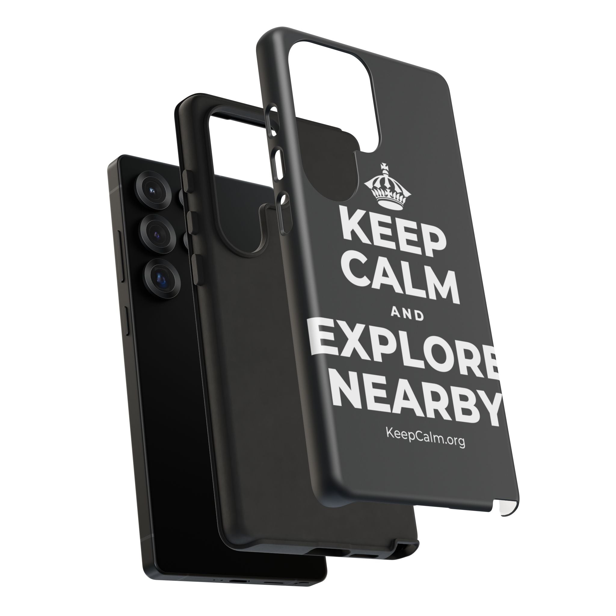 KEEP CALM AND EXPLORE NEARBY Phone Case (Dark)