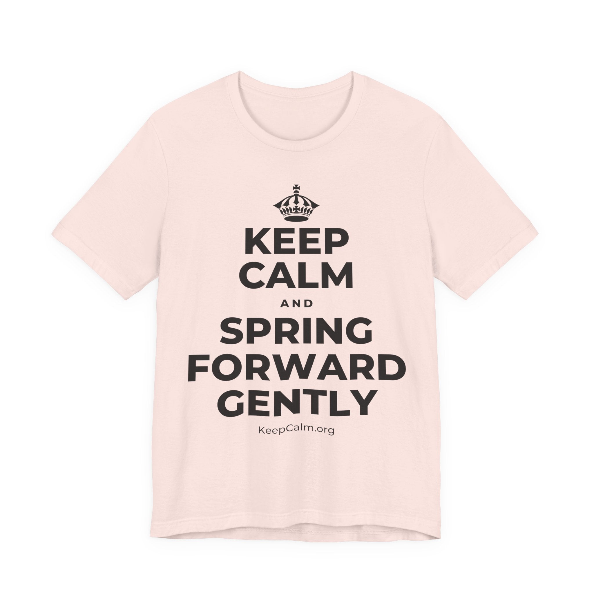 KEEP CALM AND SPRING FORWARD GENTLY T-Shirt (Soft Cream–Heather Mauve)