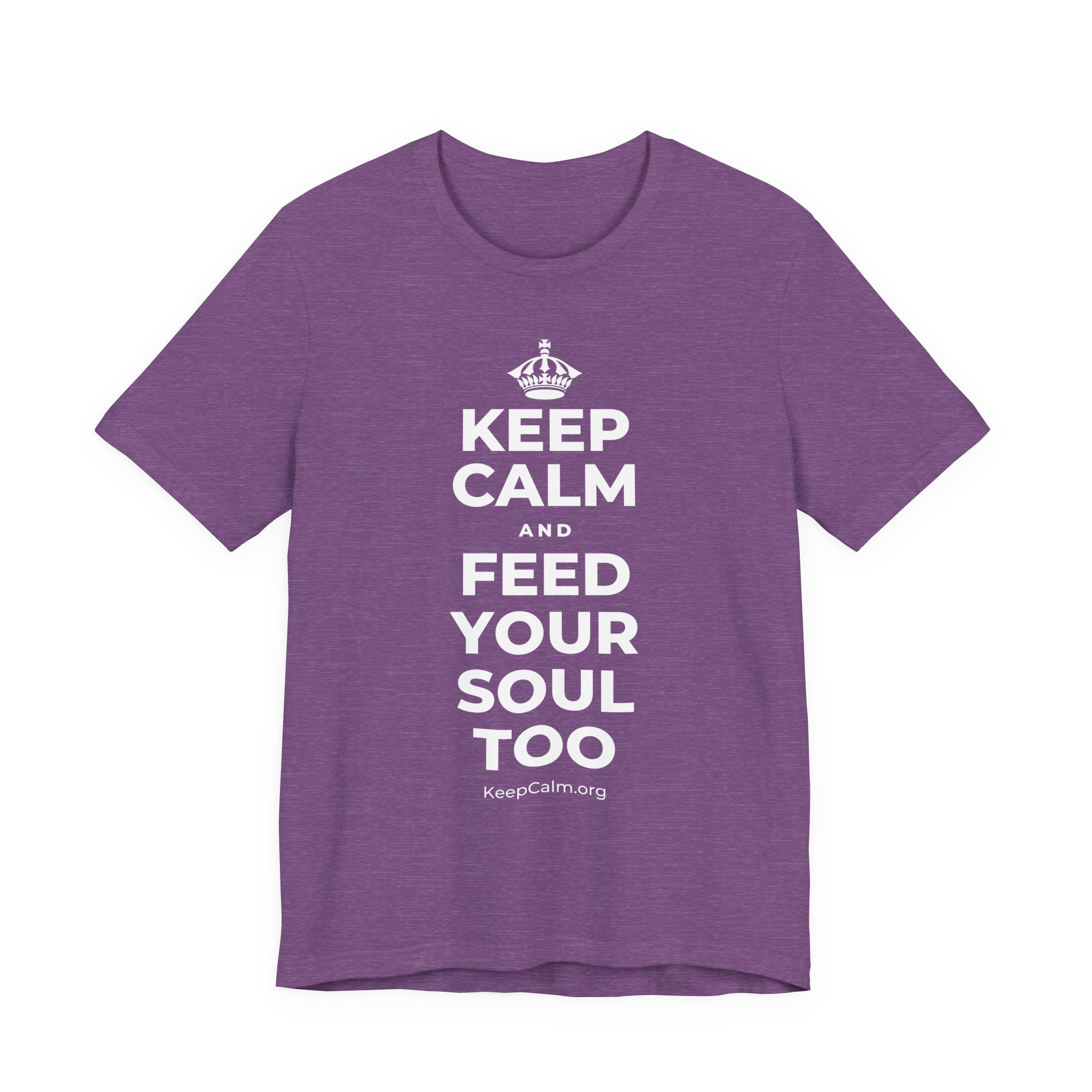 KEEP CALM AND FEED YOUR SOUL TOO T-Shirt (Baby Blue–Silver)