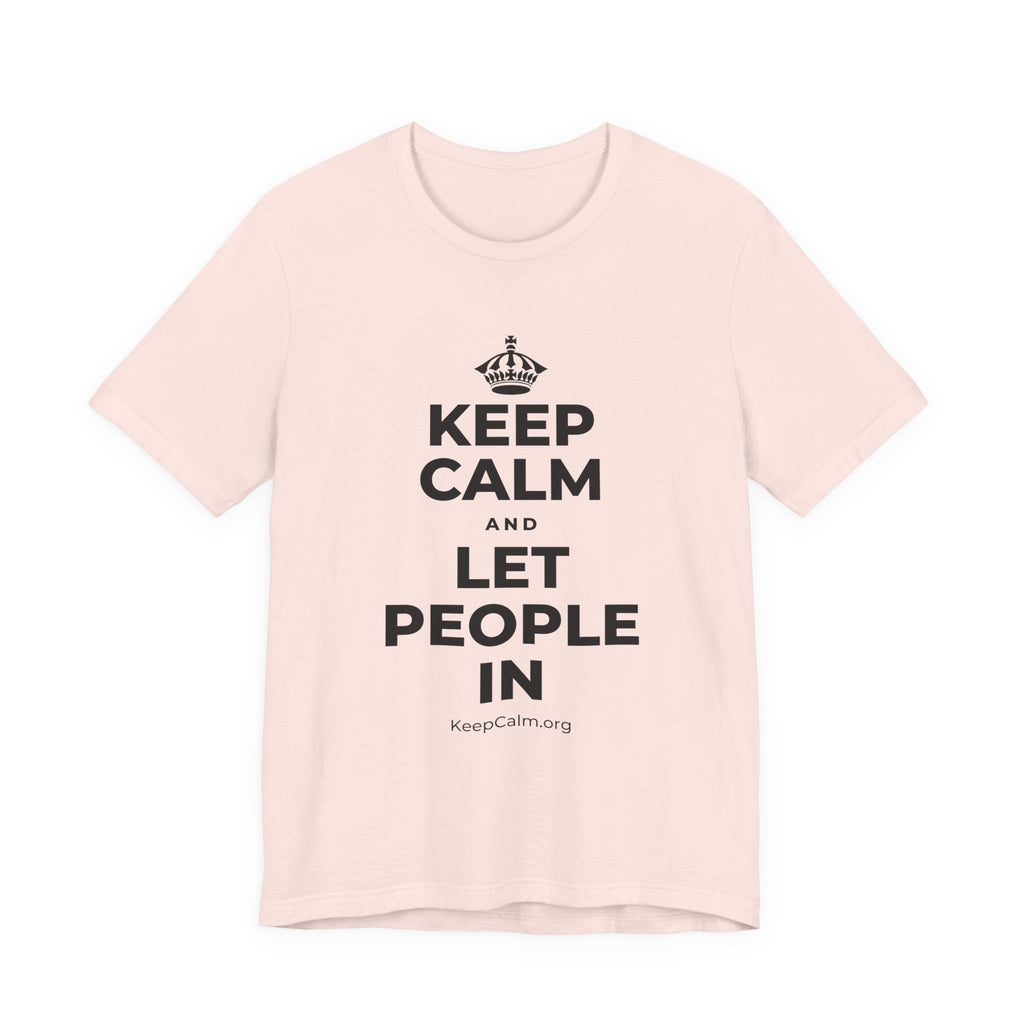 KEEP CALM AND LET PEOPLE IN T-Shirt (Soft Cream–Heather Mauve)