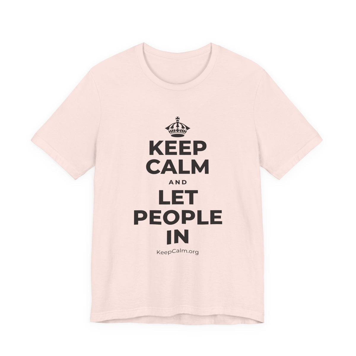KEEP CALM AND LET PEOPLE IN T-Shirt (Soft Cream–Heather Mauve)