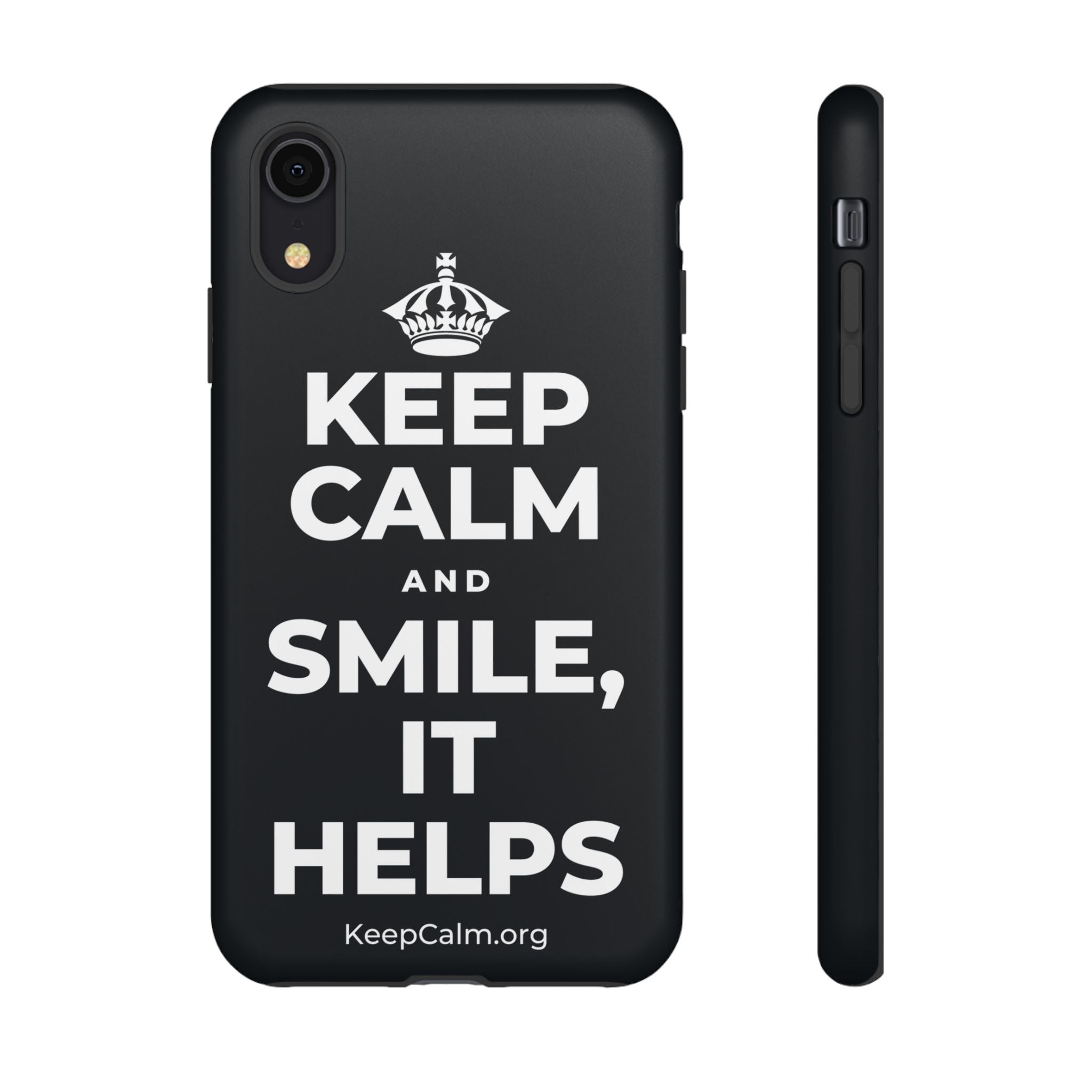 KEEP CALM AND SMILE, IT HELPS Phone Case (Dark)