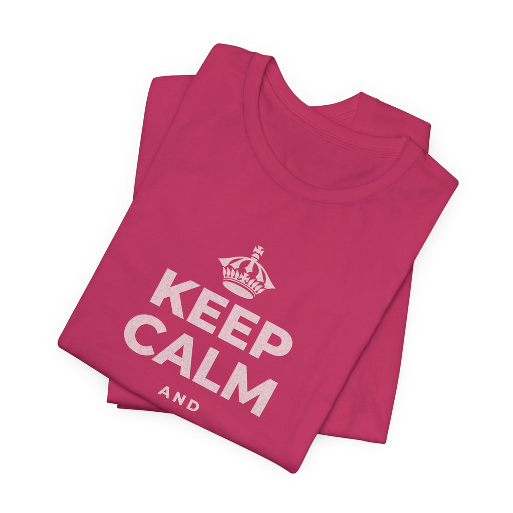 KEEP CALM AND MAKE THE CALL T-Shirt (Baby Blue–Silver)