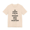 KEEP CALM AND SHAKE OFF THE WINTER T-Shirt (Soft Cream–Heather Mauve)