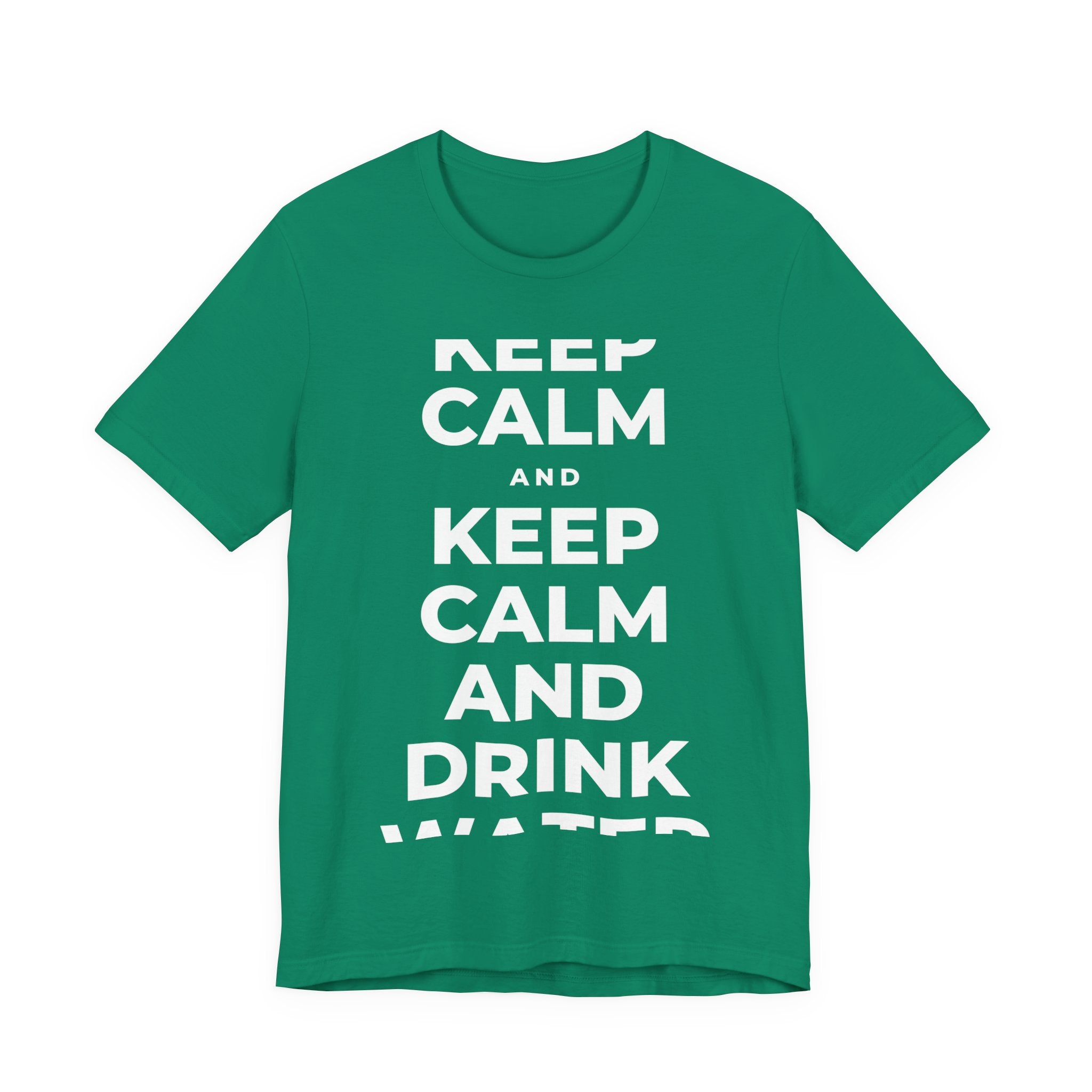 KEEP CALM AND DRINK WATER T-Shirt (White–Asphalt)