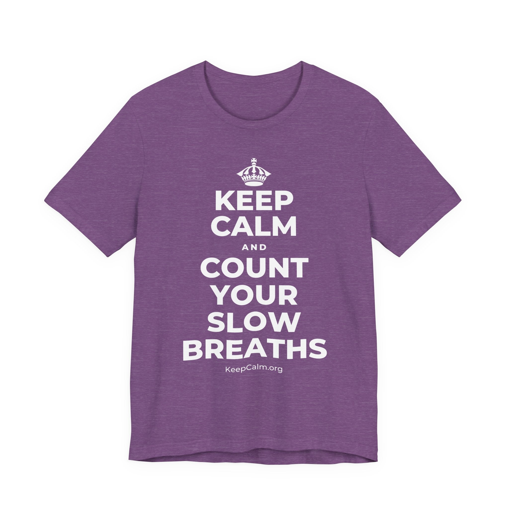 KEEP CALM AND COUNT YOUR SLOW BREATHS T-Shirt (Baby Blue–Silver)