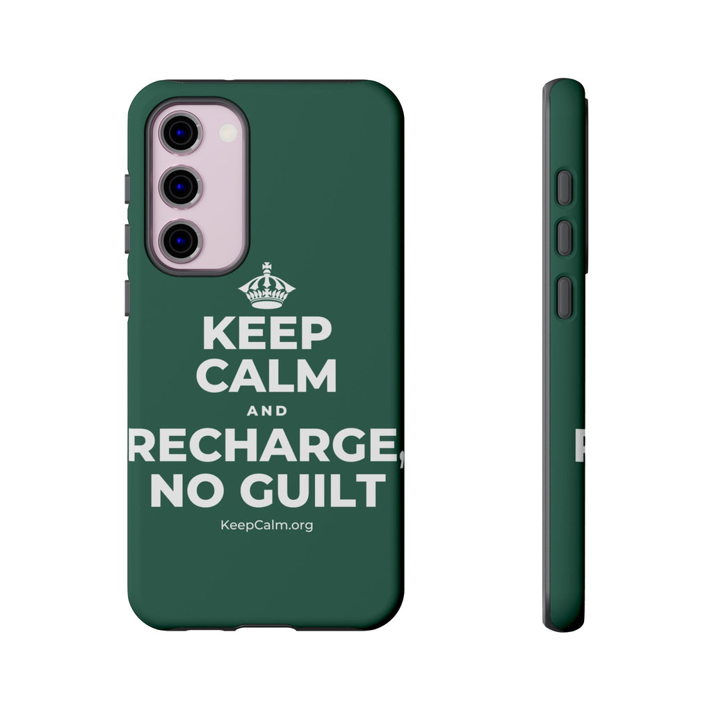 KEEP CALM AND RECHARGE, NO GUILT Phone Case
