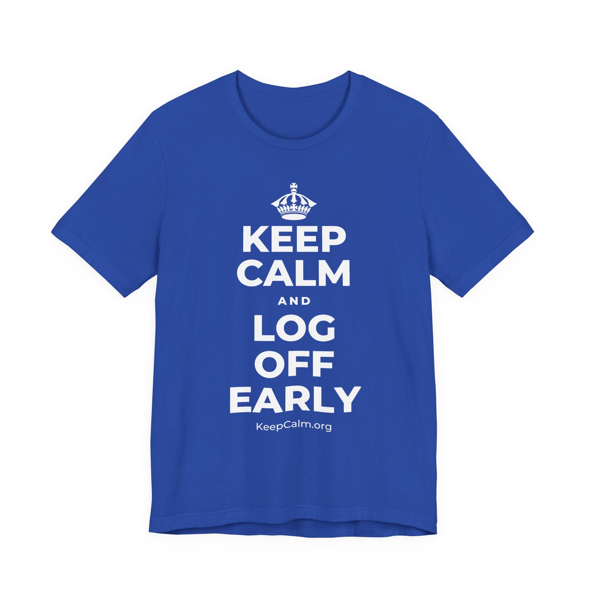 KEEP CALM AND LOG OFF EARLY T-Shirt (Soft Cream–Heather Mauve)