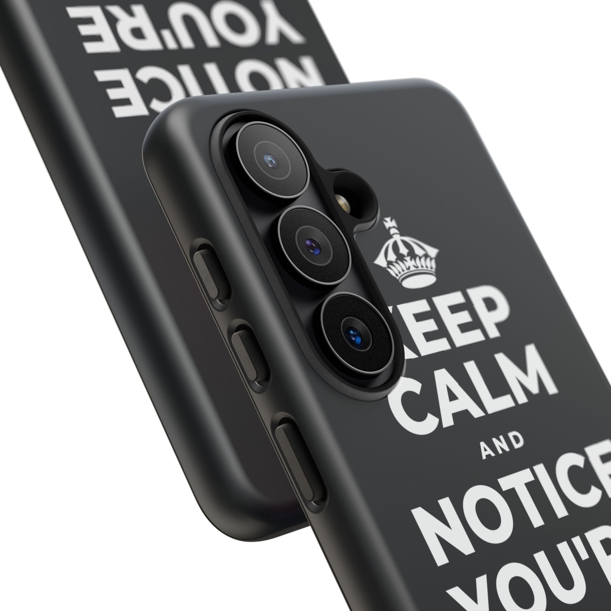 KEEP CALM AND NOTICE YOU'RE SAFE RIGHT NOW Phone Case (Dark)