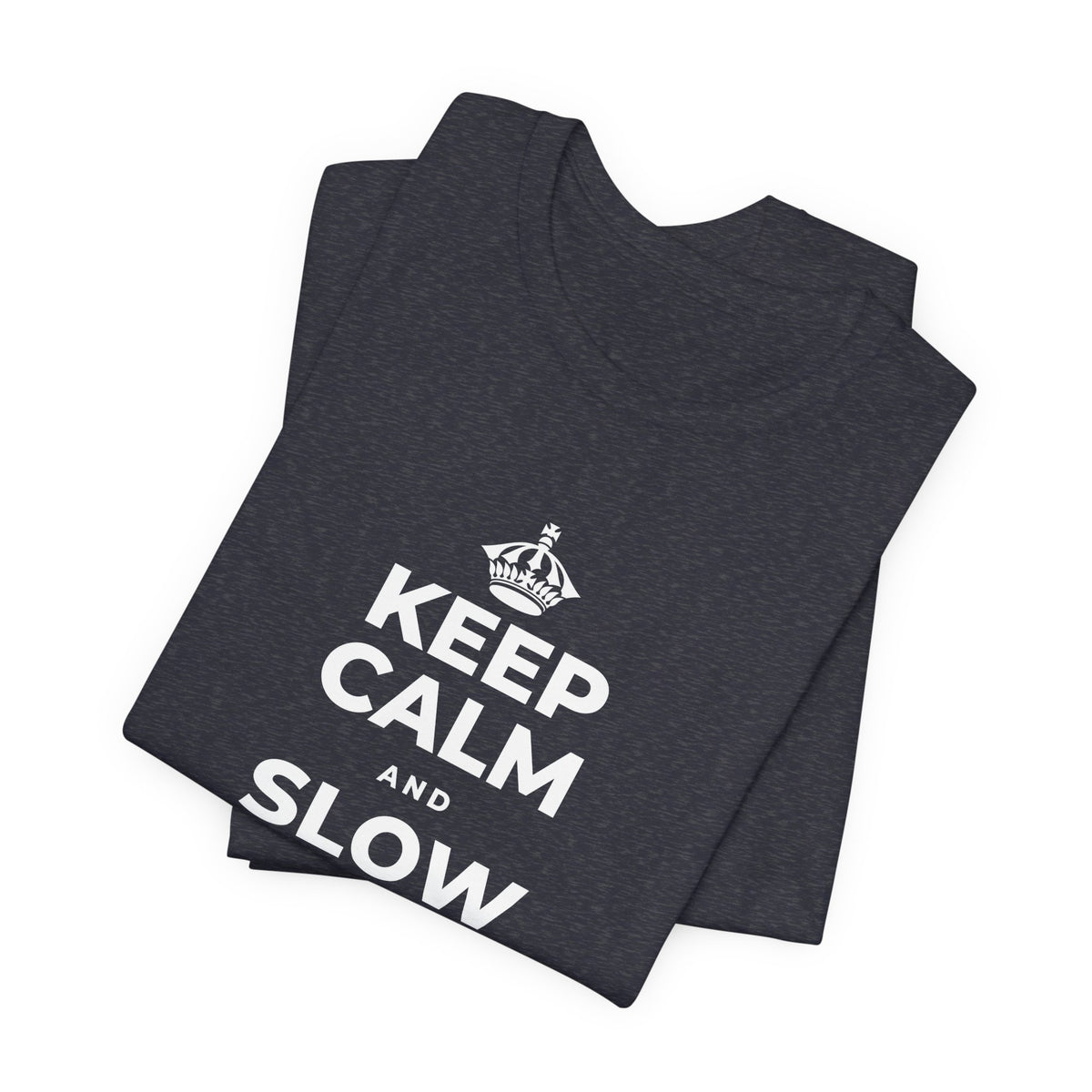 KEEP CALM AND SLOW YOUR SUMMER DAYS T-Shirt (White–Asphalt)