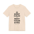 KEEP CALM AND REST YOUR EYES T-Shirt (Soft Cream–Heather Mauve)
