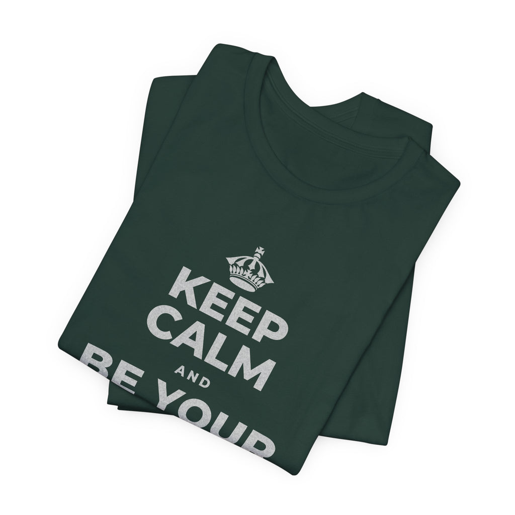 KEEP CALM AND BE YOUR OWN VALENTINE T-Shirt (White–Asphalt)