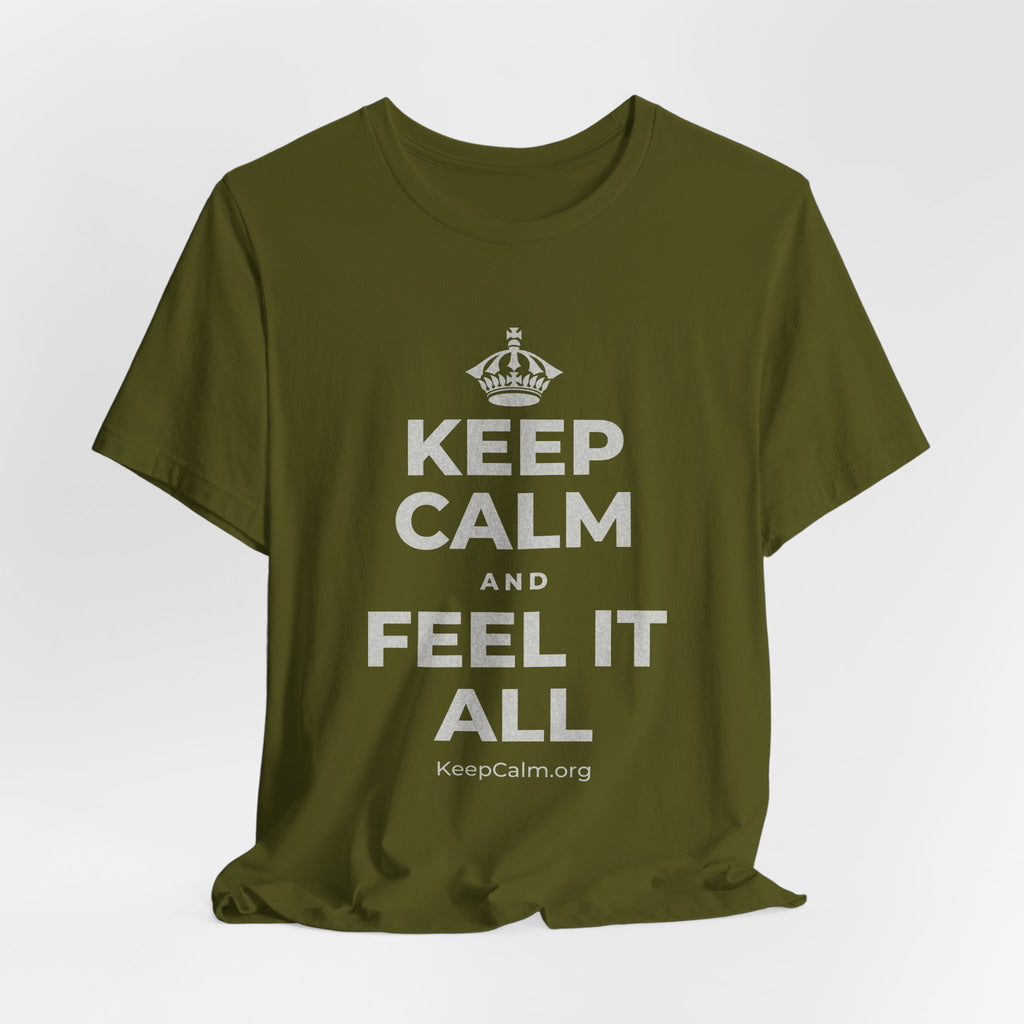 KEEP CALM AND FEEL IT ALL T-Shirt (Baby Blue–Silver)