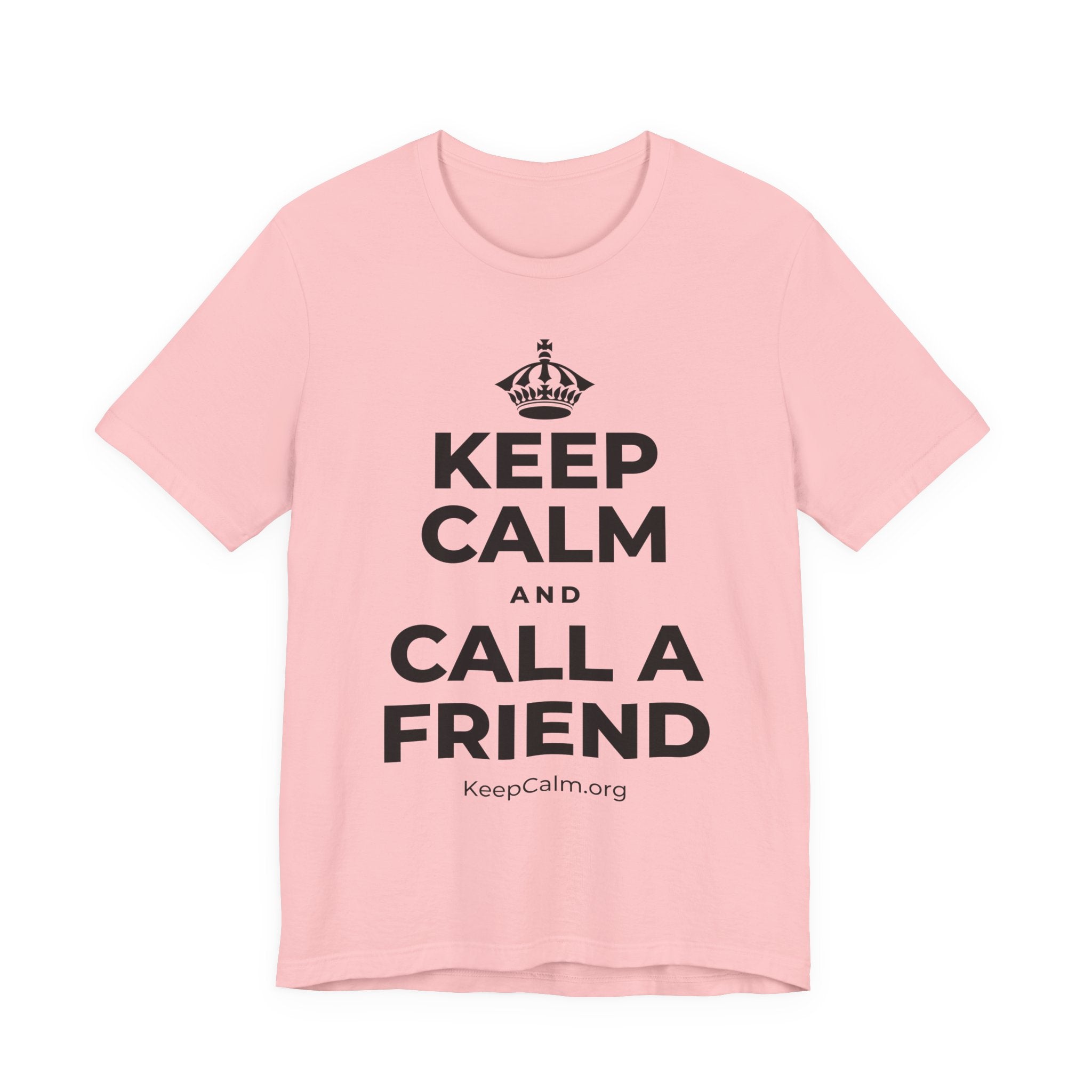 KEEP CALM AND CALL A FRIEND T-Shirt (White–Asphalt)
