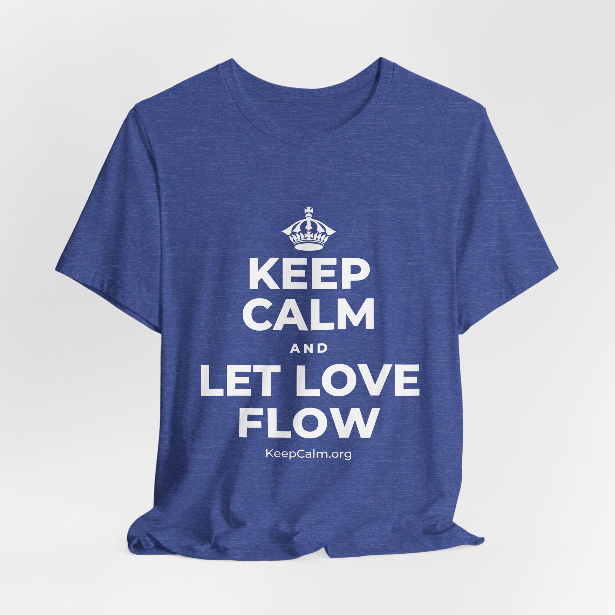 KEEP CALM AND LET LOVE FLOW T-Shirt (Baby Blue–Silver)