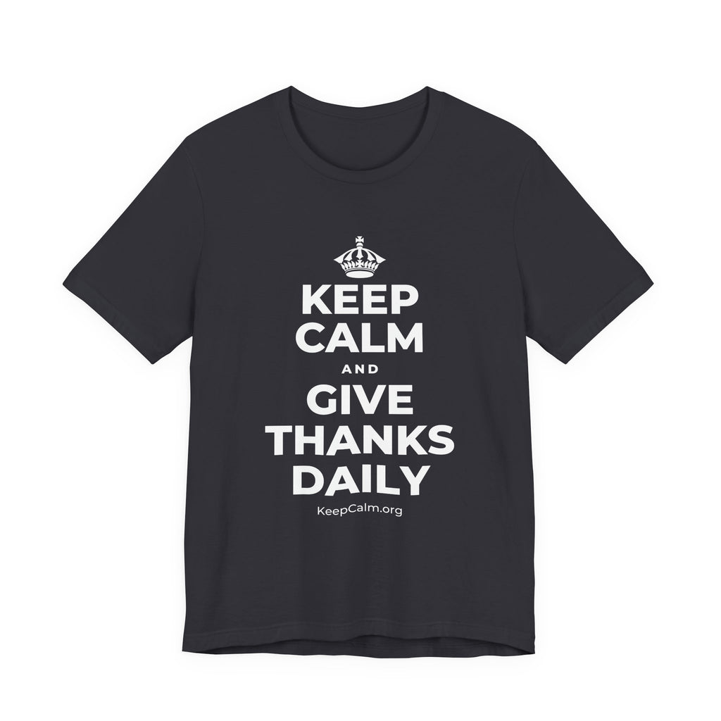 KEEP CALM AND GIVE THANKS DAILY T-Shirt (Baby Blue–Silver)