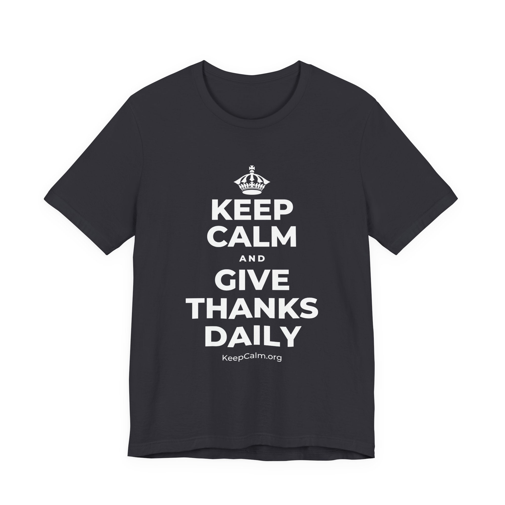 KEEP CALM AND GIVE THANKS DAILY T-Shirt (Baby Blue–Silver)