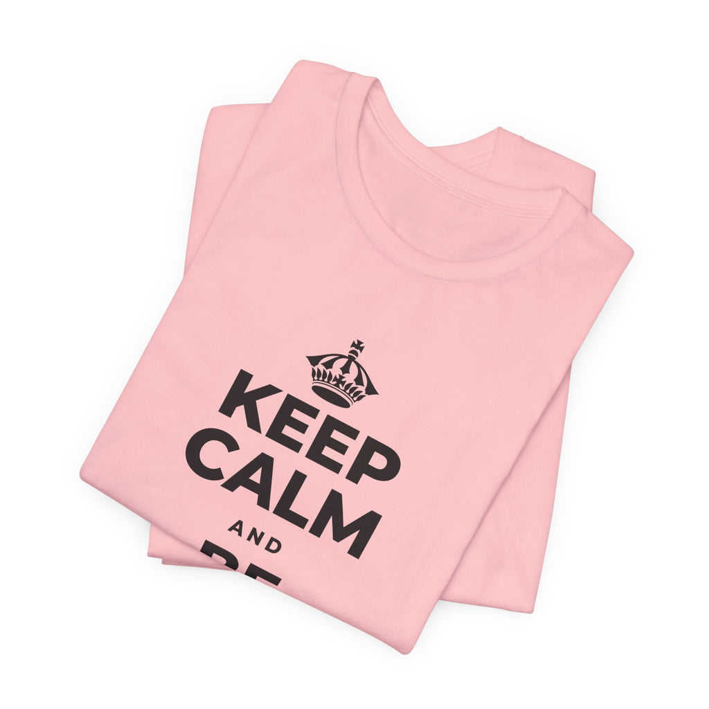 KEEP CALM AND BE STRONG LIKE A 🦕 T-Shirt (White–Asphalt)