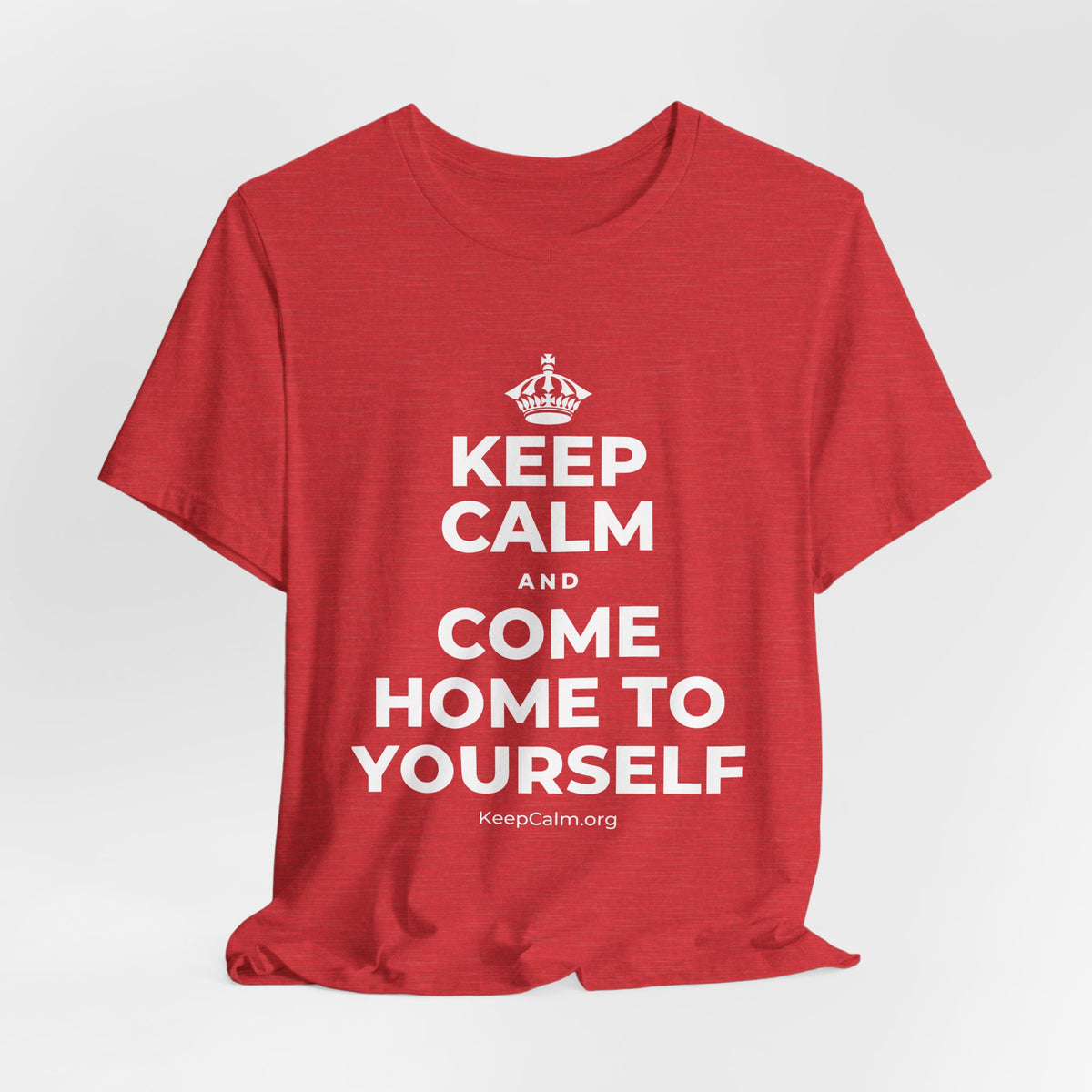 KEEP CALM AND COME HOME TO YOURSELF T-Shirt (Baby Blue–Silver)