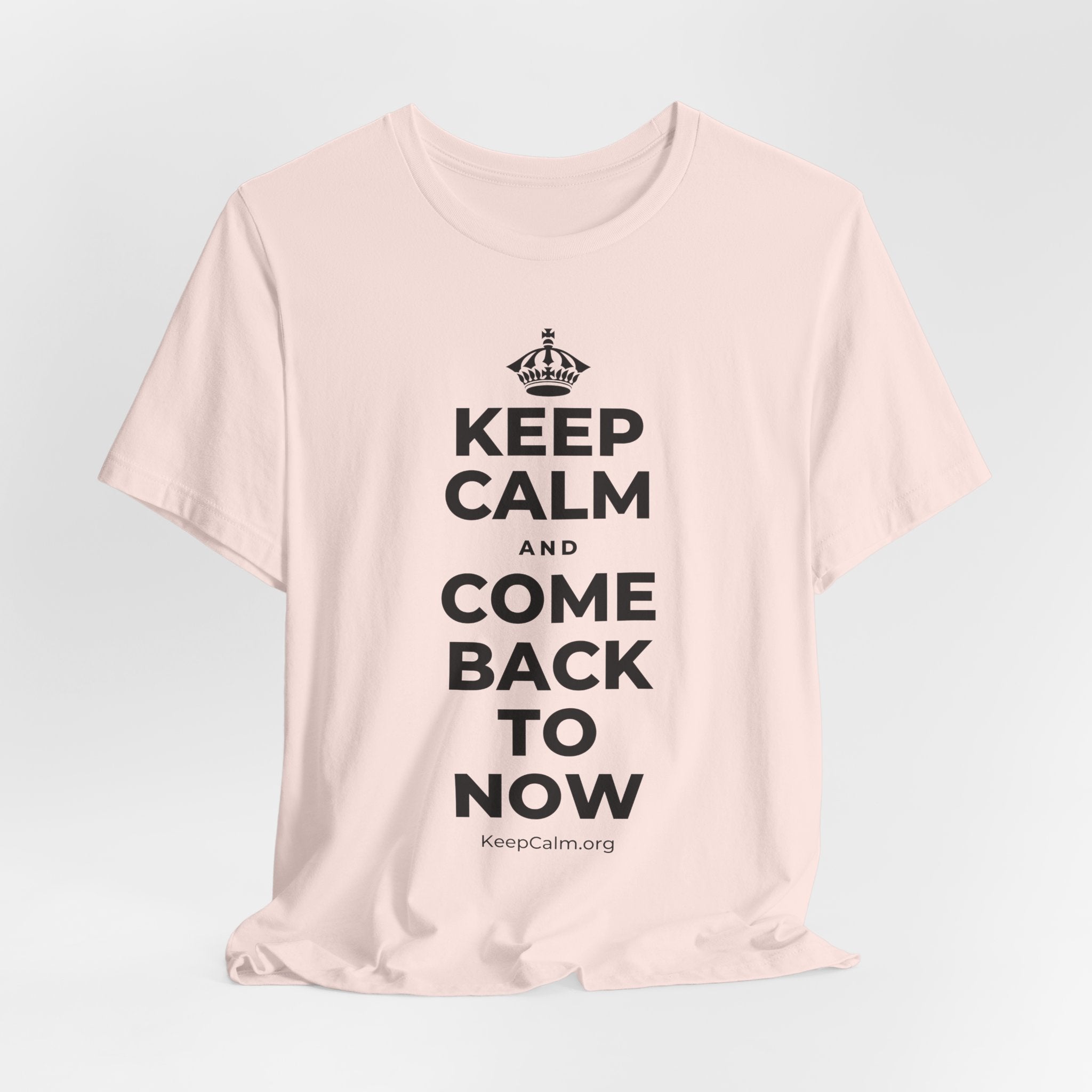 KEEP CALM AND COME BACK TO NOW T-Shirt (Soft Cream–Heather Mauve)