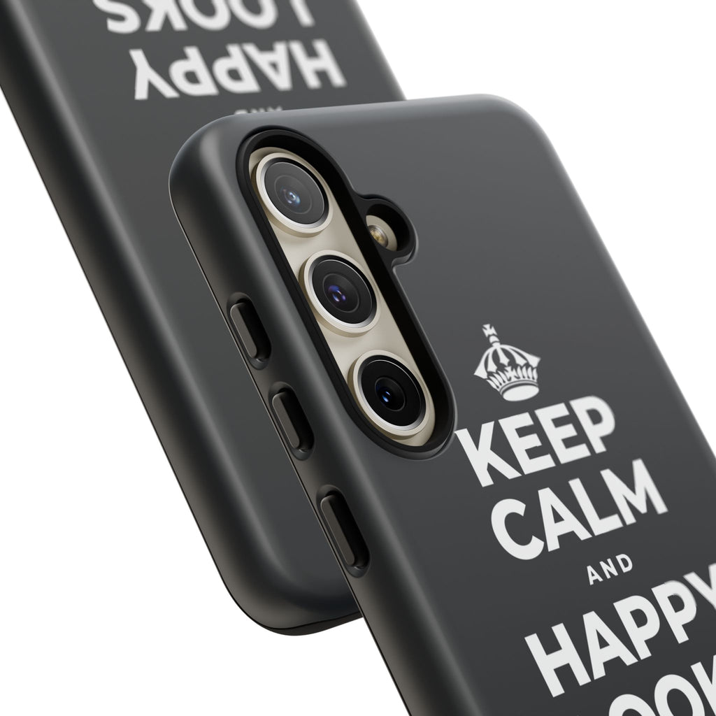 KEEP CALM AND HAPPY LOOKS GOOD ON YOU Phone Case (Dark)