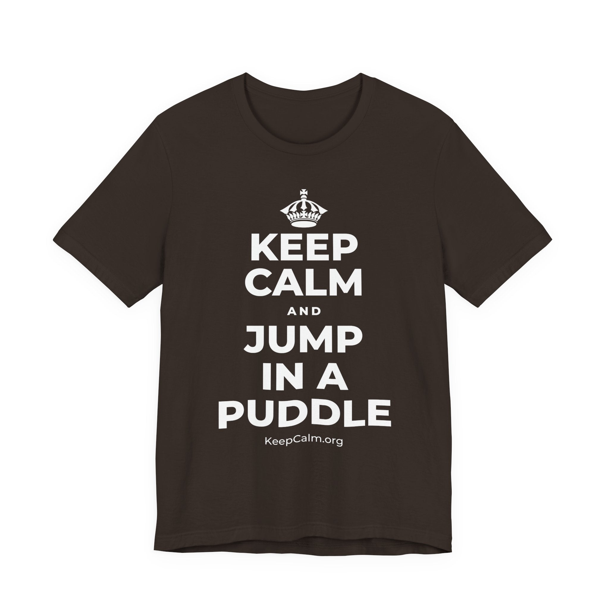 KEEP CALM AND JUMP IN A PUDDLE T-Shirt (Soft Cream–Heather Mauve)