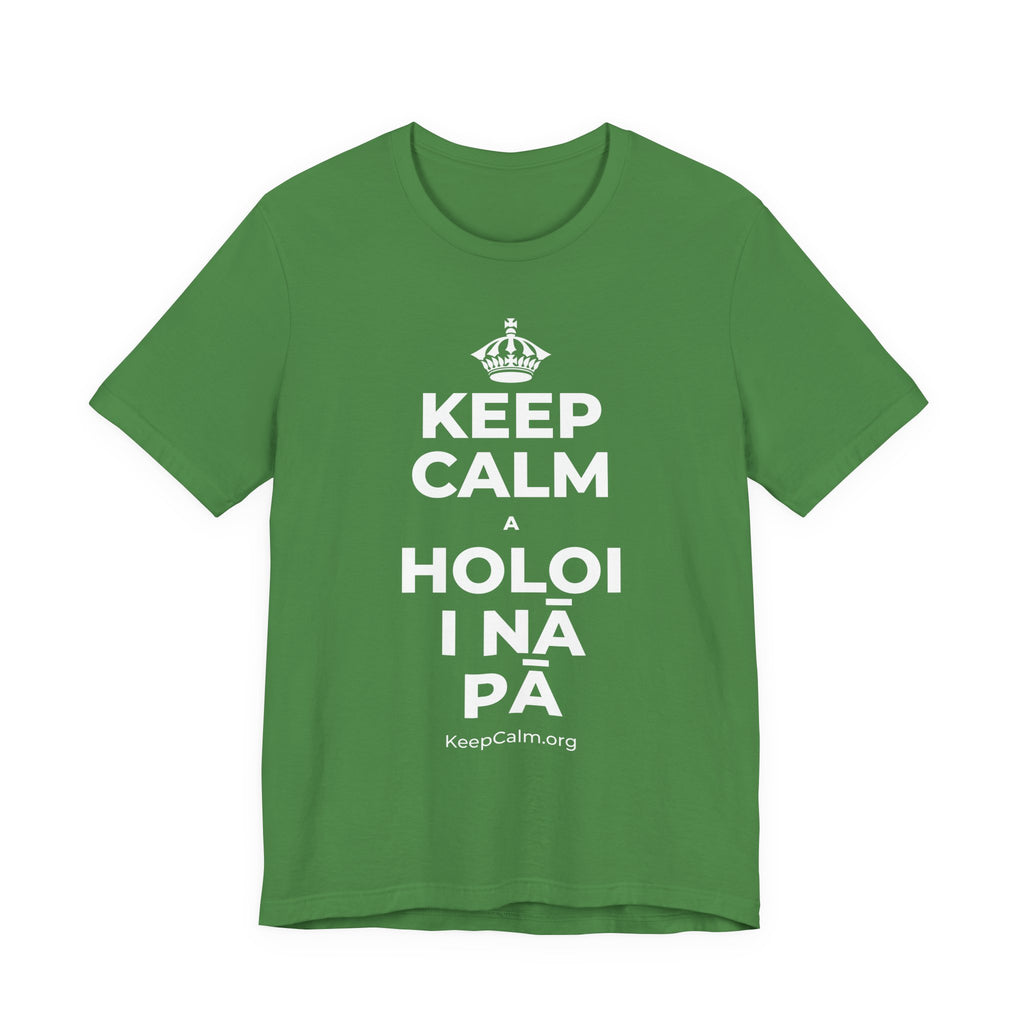 KEEP CALM A HOLOI I NĀ PĀ T-Shirt (Baby Blue–Silver)