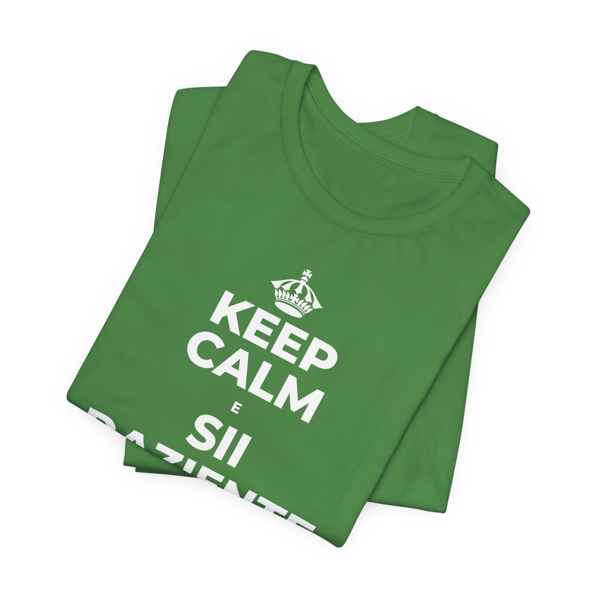KEEP CALM E SII PAZIENTE CON LE NUOVE ABITUDINI T-Shirt (Baby Blue–Silver)