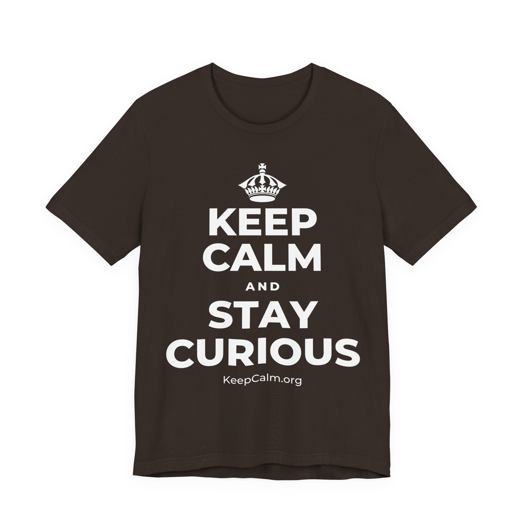 KEEP CALM AND STAY CURIOUS T-Shirt (Soft Cream–Heather Mauve)