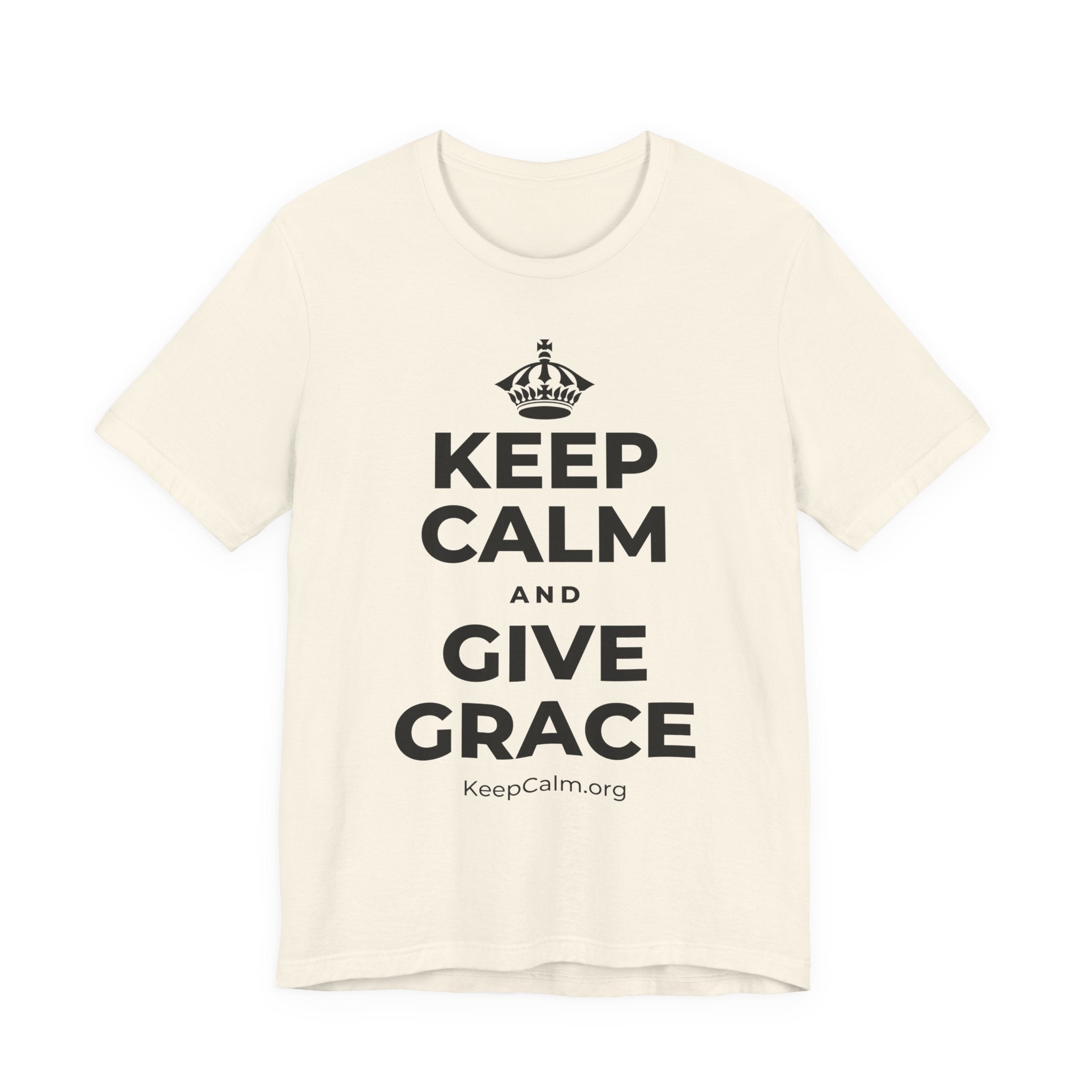 KEEP CALM AND GIVE GRACE T-Shirt (White–Asphalt)