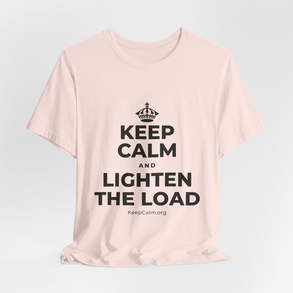 KEEP CALM AND LIGHTEN THE LOAD T-Shirt (Soft Cream–Heather Mauve)