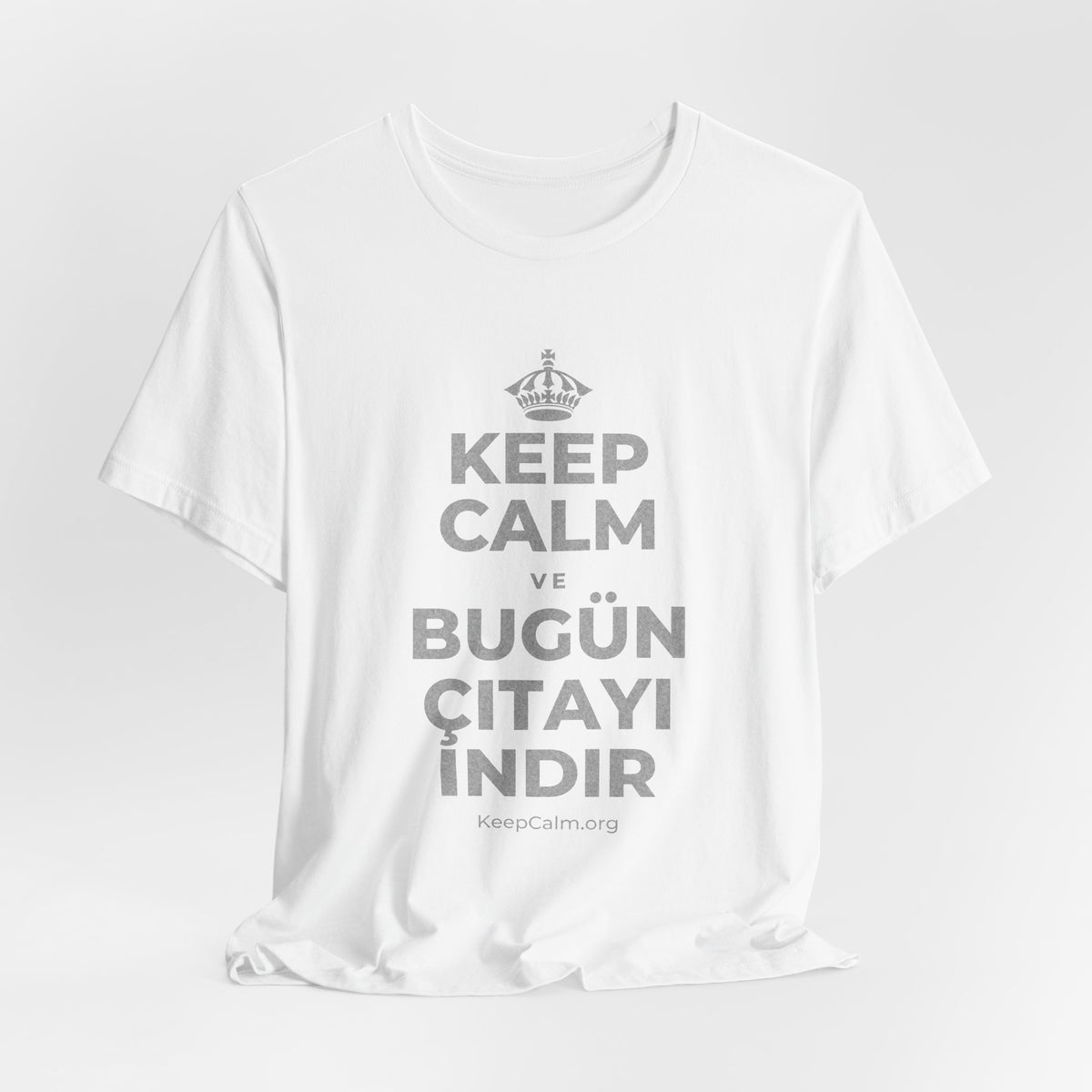 KEEP CALM VE BUGÜN ÇITAYI INDIR T-Shirt (White–Asphalt)