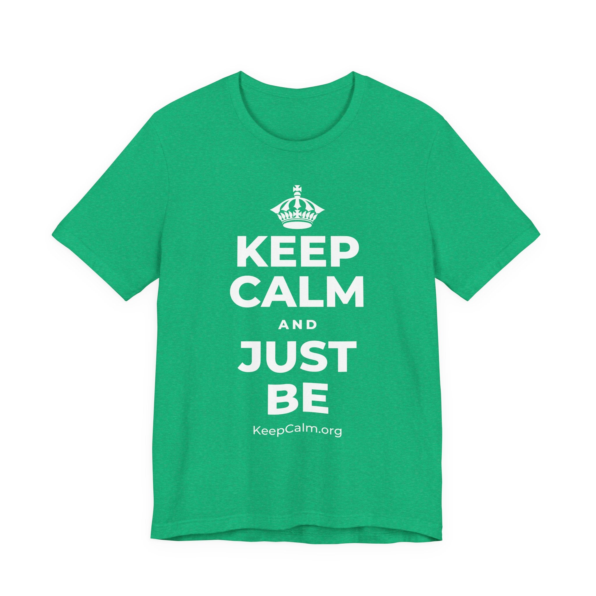 KEEP CALM AND JUST BE T-Shirt (Baby Blue–Silver)