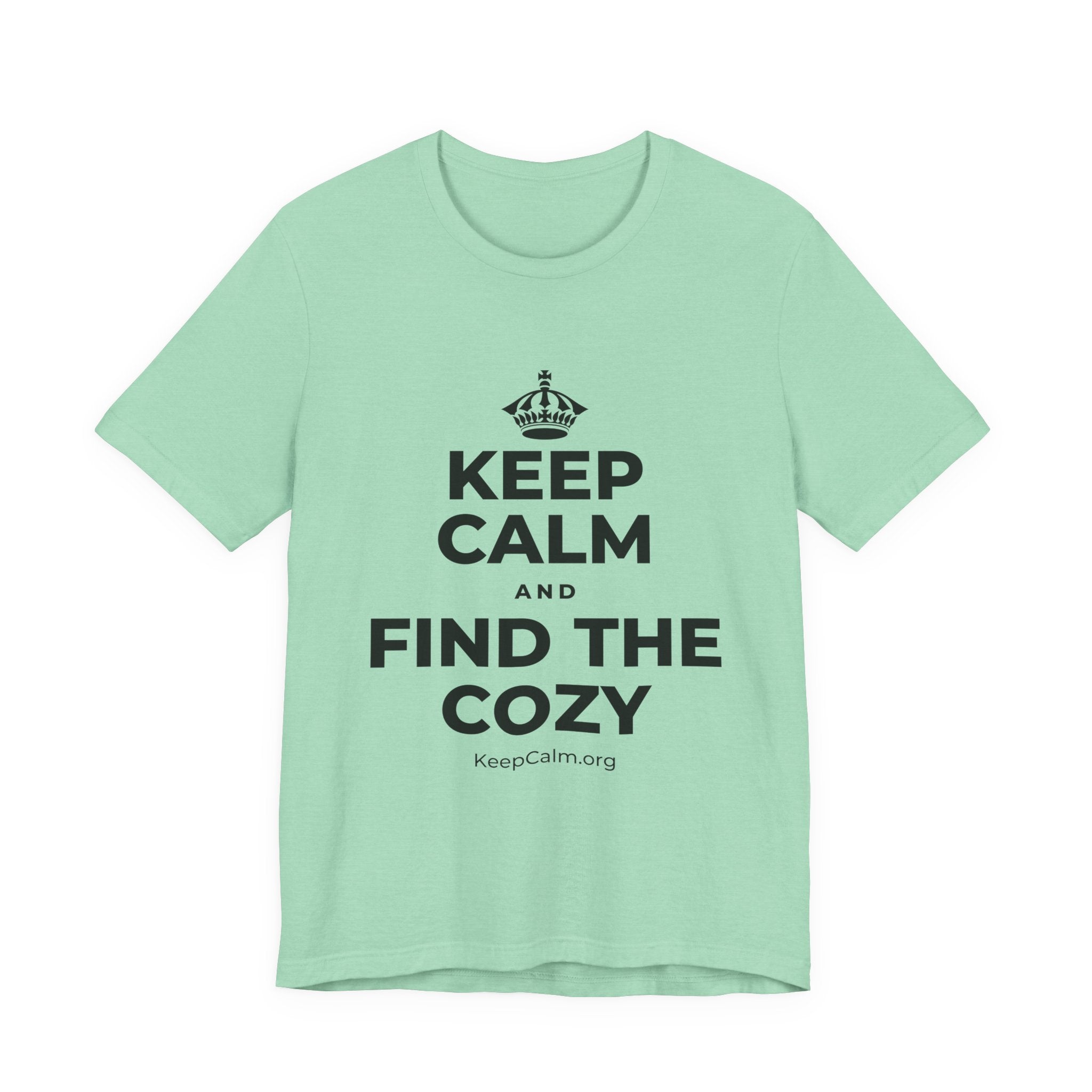 KEEP CALM AND FIND THE COZY T-Shirt (Baby Blue–Silver)