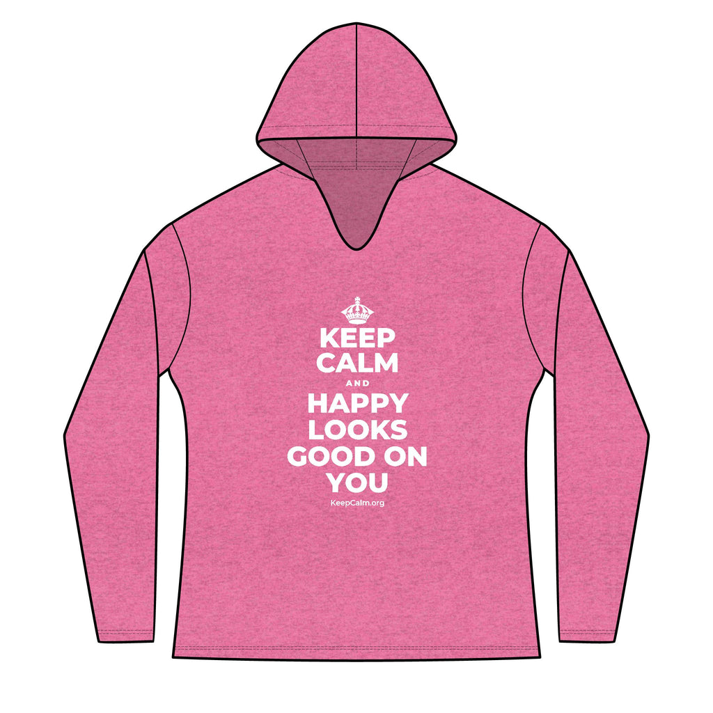 KEEP CALM AND HAPPY LOOKS GOOD ON YOU Women's Long Sleeve Hoodie