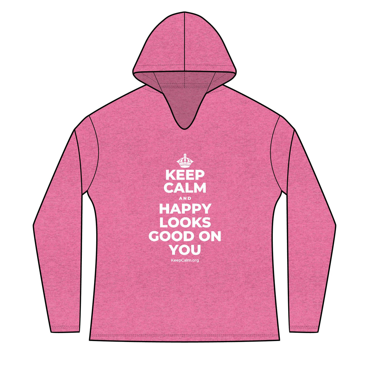 KEEP CALM AND HAPPY LOOKS GOOD ON YOU Women's Long Sleeve Hoodie
