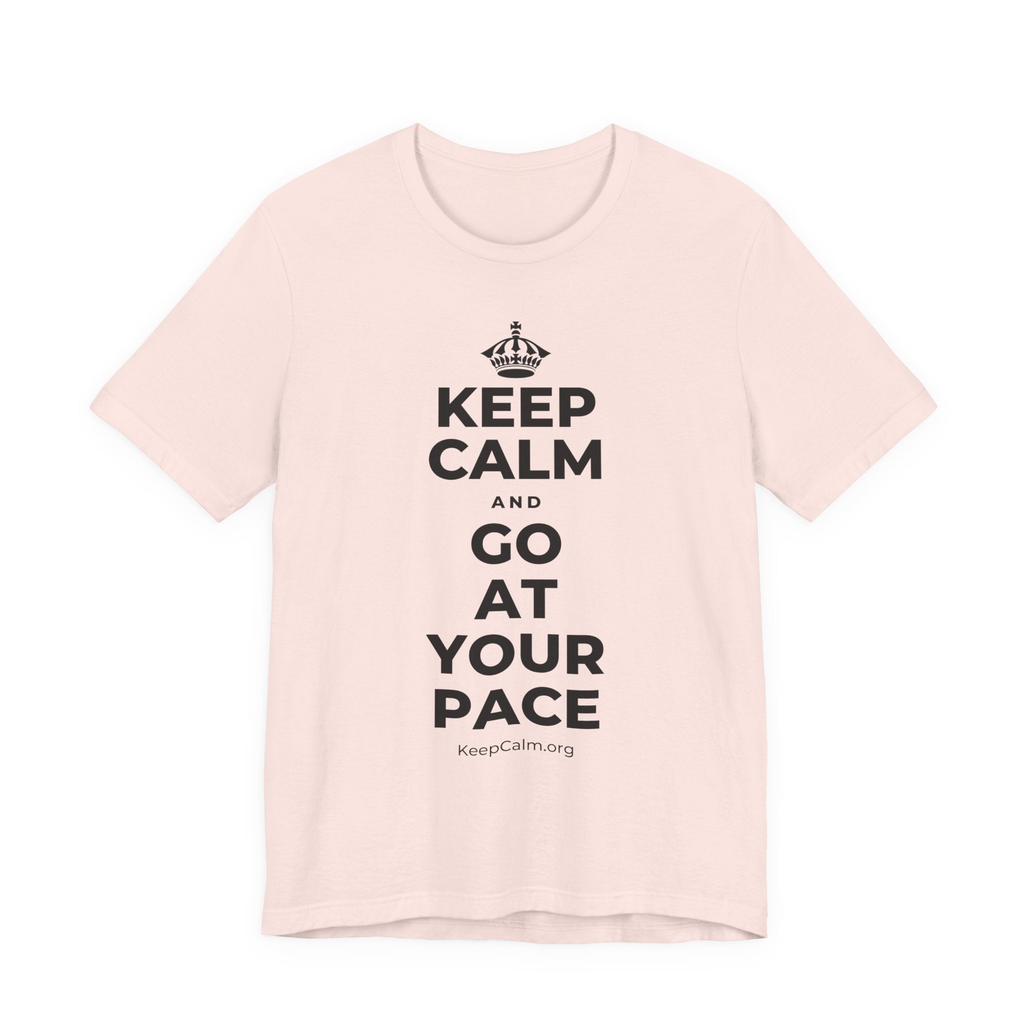 KEEP CALM AND GO AT YOUR PACE T-Shirt (Soft Cream–Heather Mauve)