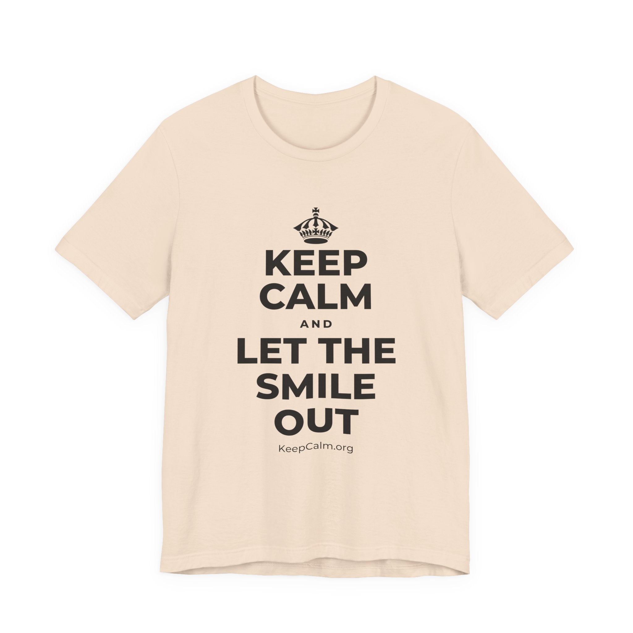 KEEP CALM AND LET THE SMILE OUT T-Shirt (Soft Cream–Heather Mauve)