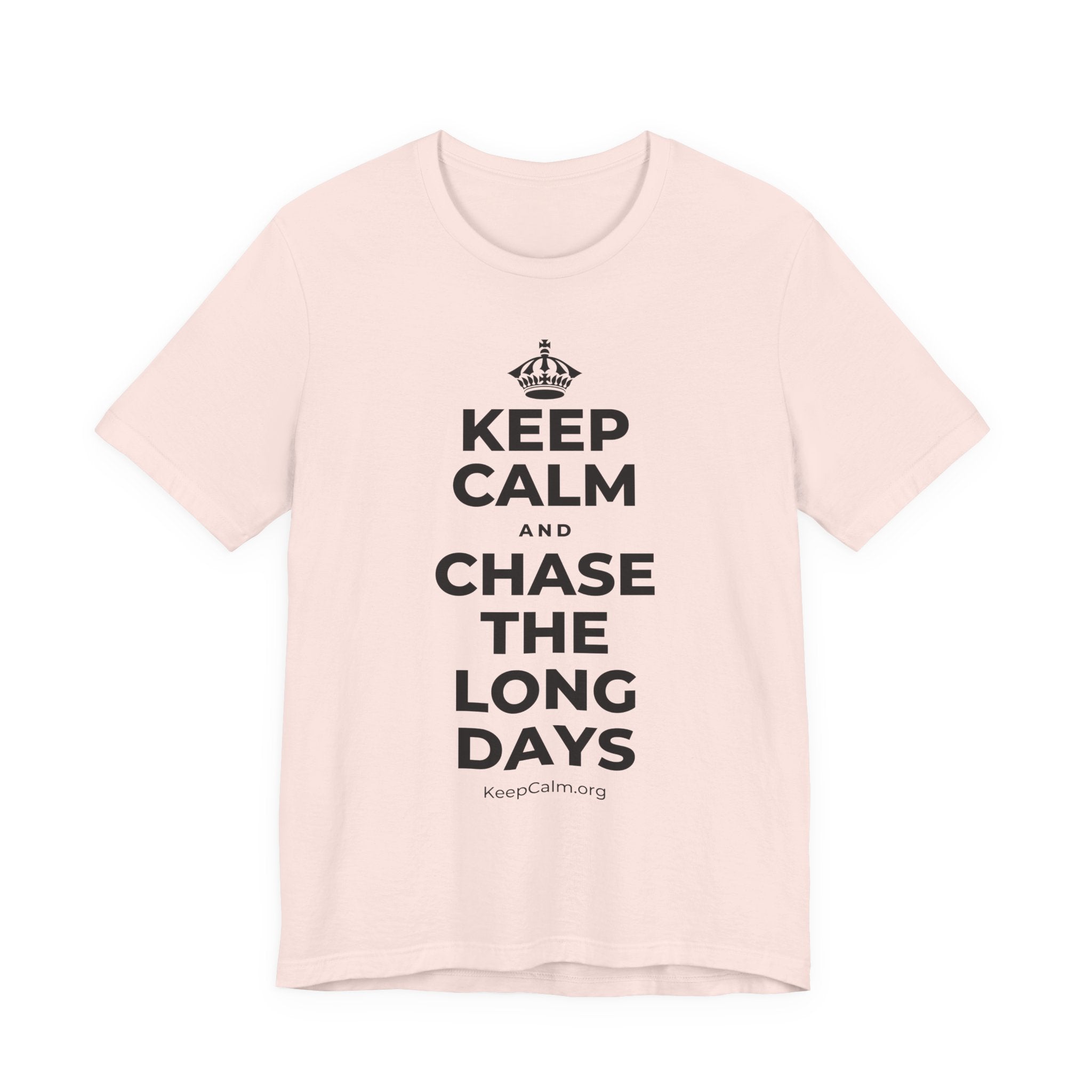 KEEP CALM AND CHASE THE LONG DAYS T-Shirt (Soft Cream–Heather Mauve)