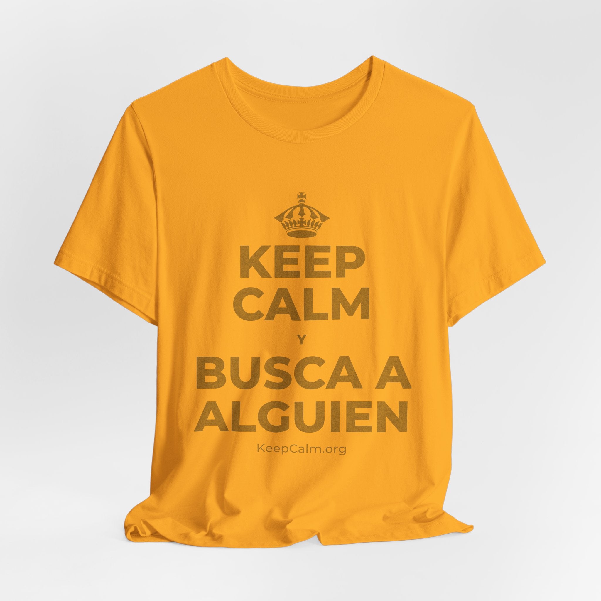 KEEP CALM Y BUSCA A ALGUIEN T-Shirt (Baby Blue–Silver)