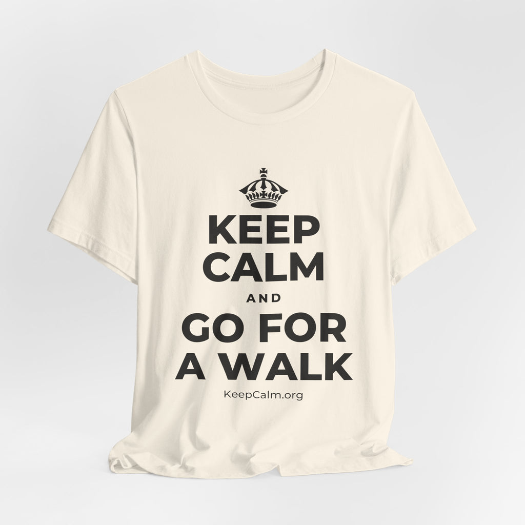 KEEP CALM AND GO FOR A WALK T-Shirt (White–Asphalt)