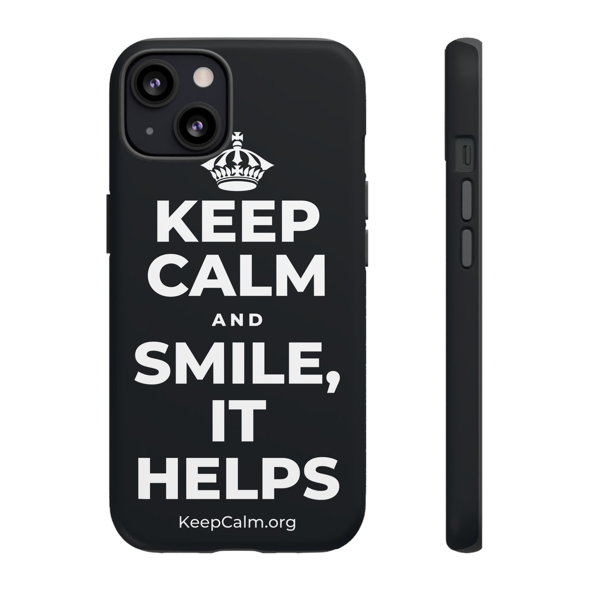 KEEP CALM AND SMILE, IT HELPS Phone Case (Dark)