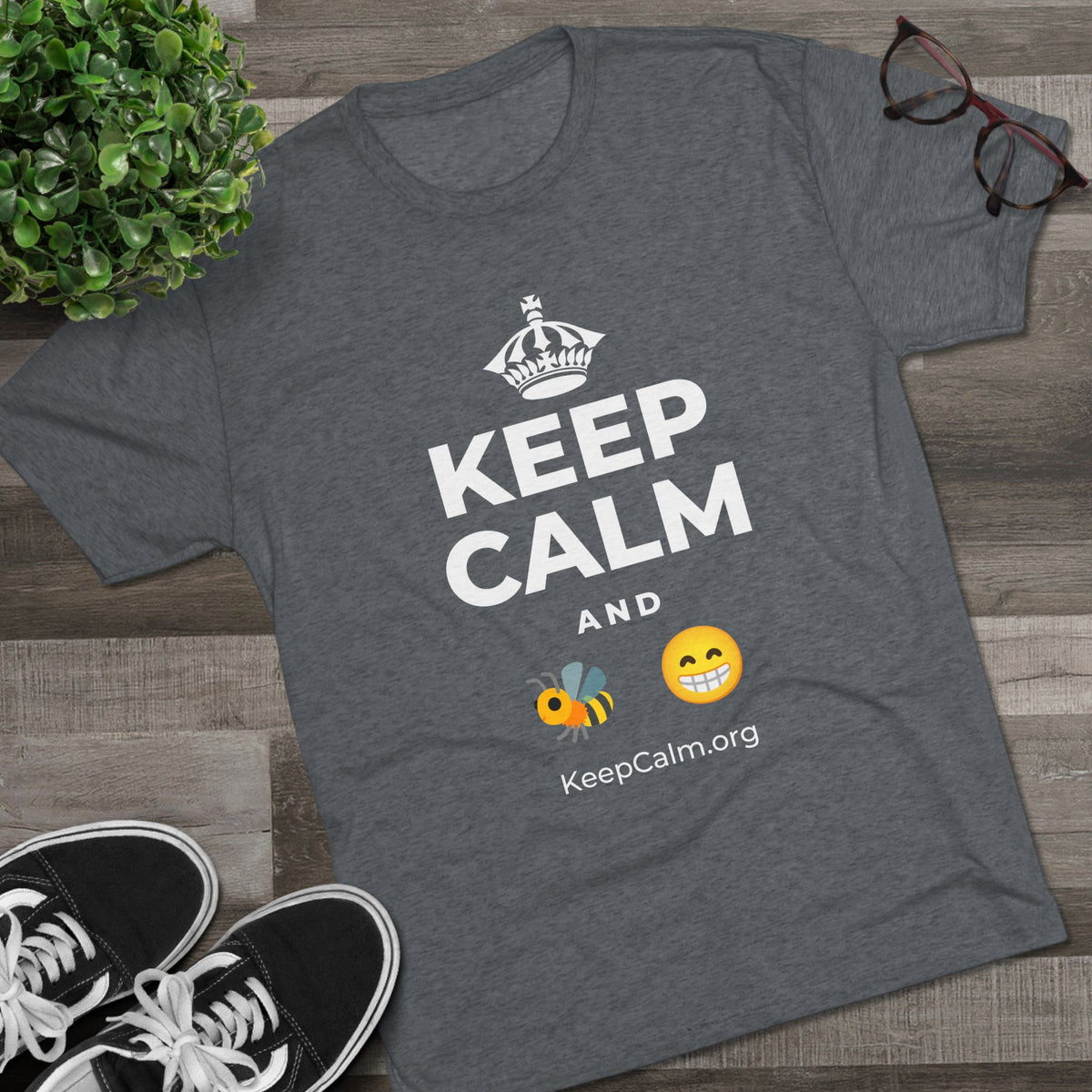 KEEP CALM AND BEE HAPPY Tri-Blend Tee