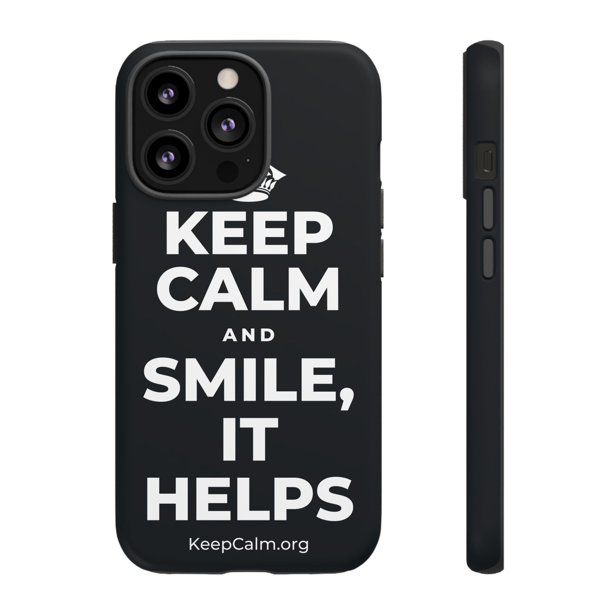KEEP CALM AND SMILE, IT HELPS Phone Case (Dark)